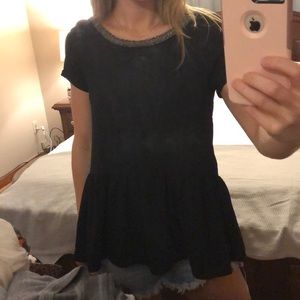 Black peplum work top